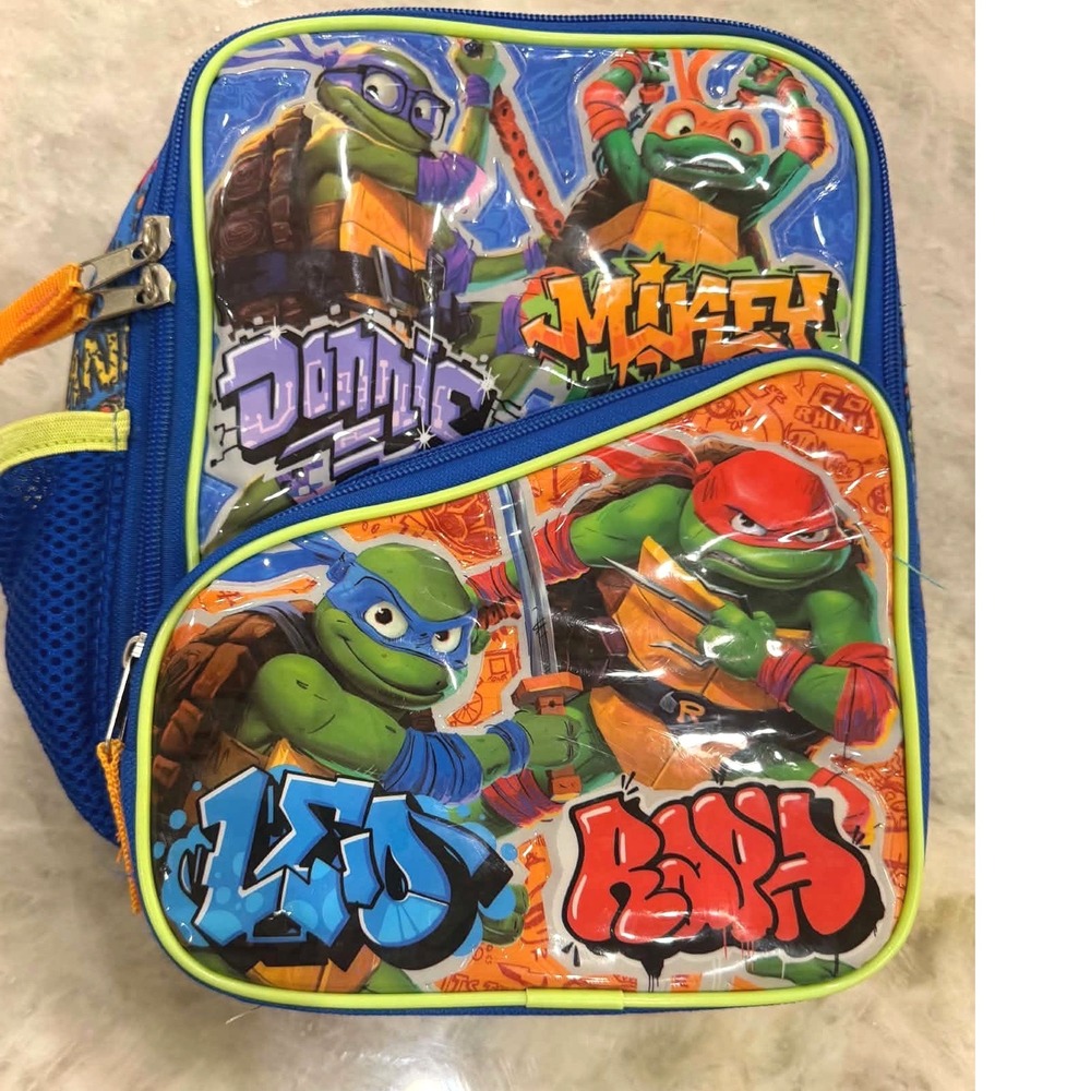 TMNT Mutant Mayhem Insulated Lunch Bag Ninja Turtles Blue Graffiti Lunch Box